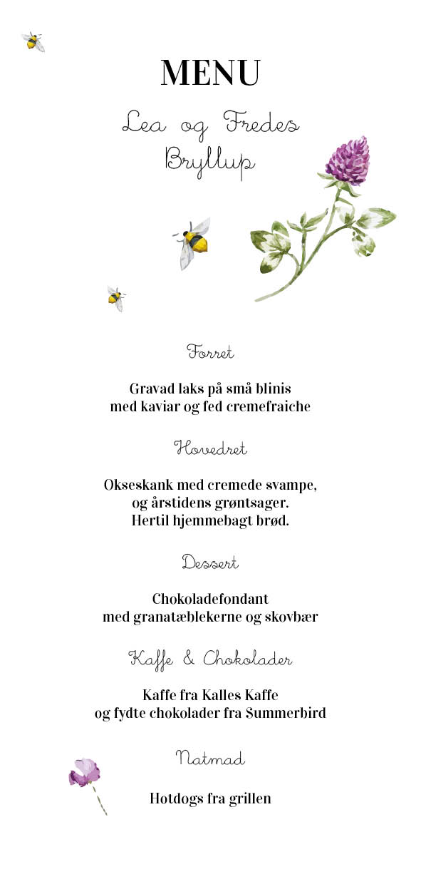 Konfirmation - Lea & Frede Menukort